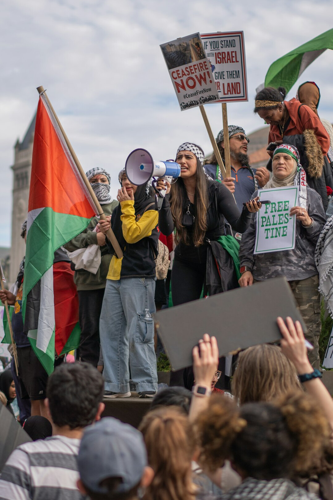 crowd of people protesting