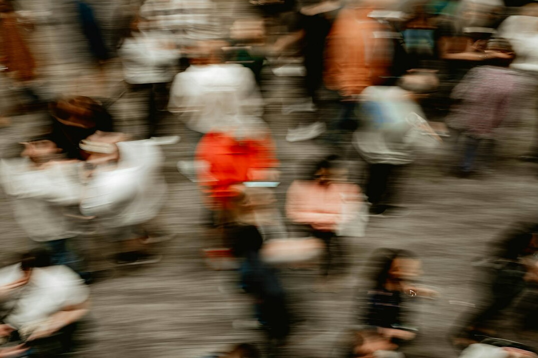 crowd of people interacting